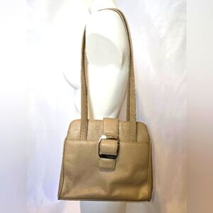 Croft & Barrow Beige Leather Shoulder Bag with Buckle